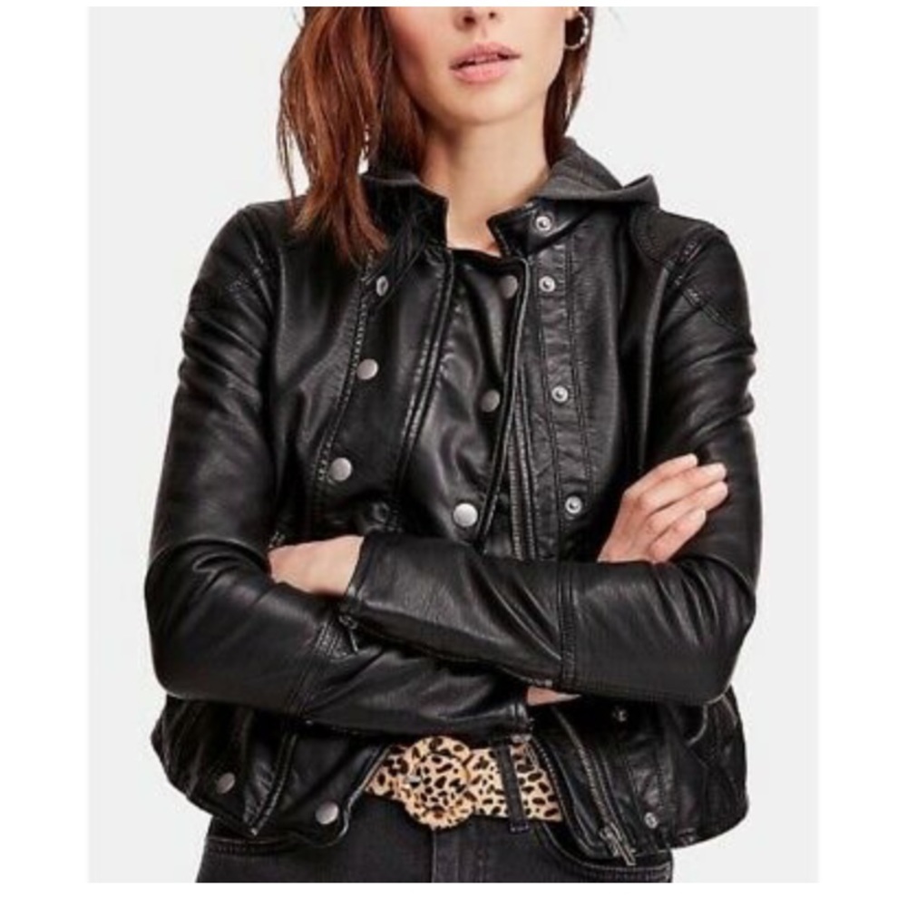 Free People New Dawn Faux Leather Jacket XS